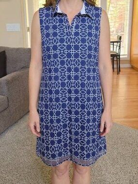 NWT Gottex sz large activewear dress golf / tennis blue / white